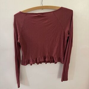 Pink long sleeve shirt with ruffle